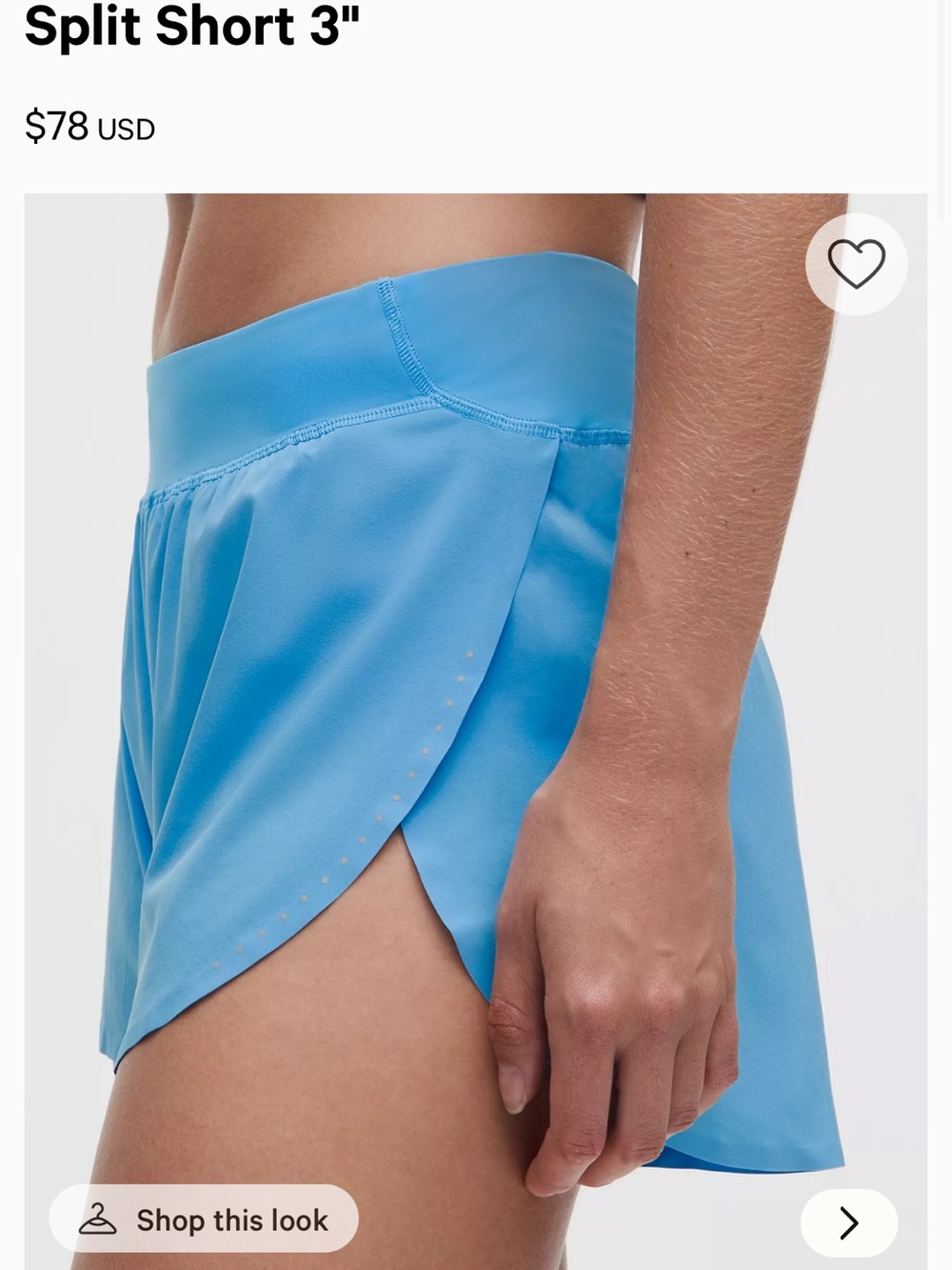 lululemon Fast and Free High-Rise Classic-Fit Split Short 3" ocean blue
